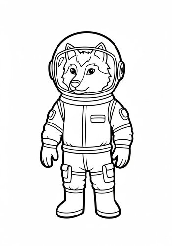Astronaut Wolf Coloring Page: To Infinity And Beyond