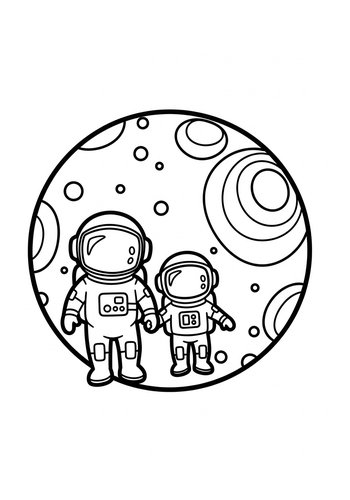 Astronauts On The Moon Coloring Page