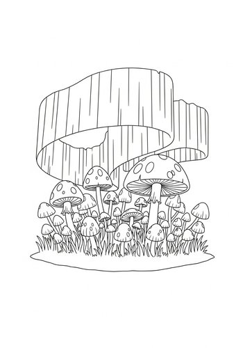 Aurora Tending To A Field Of Glowing Mushrooms Coloring Page