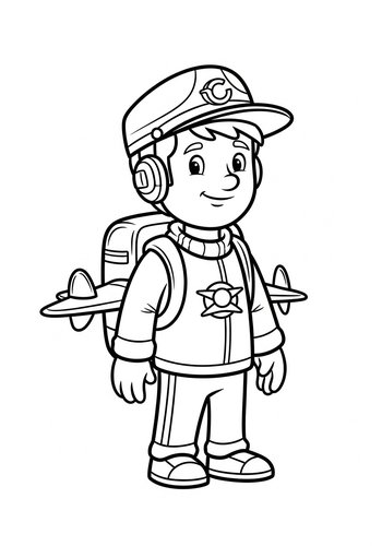 Aviator Boy Coloring Page Fun