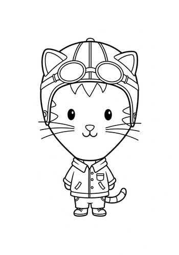 Aviator Cat Coloring Page