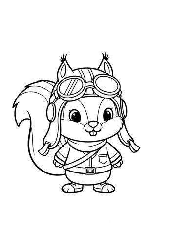 Aviator Squirrel Coloring Page