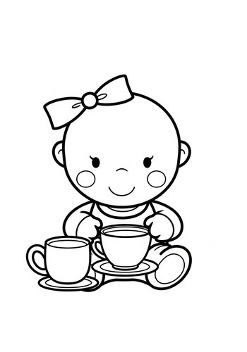 Baby Tea Party Coloring Page