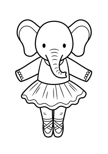 Ballerina Elephant Coloring Page