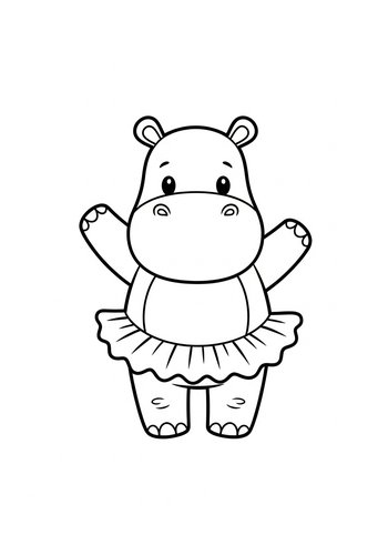 Ballerina Hippo Coloring Page