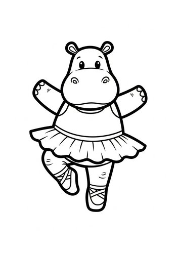 Ballerina Hippo Coloring Page