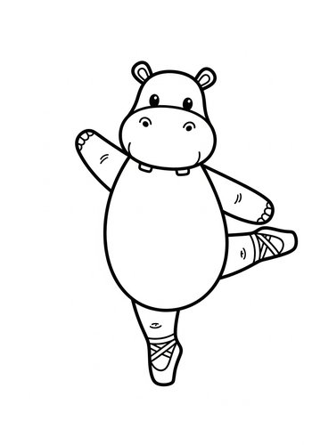 Ballerina Hippo Coloring Page