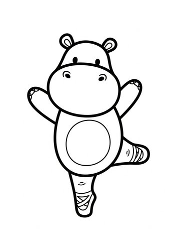 Ballerina Hippo Coloring Page: Artistic Fun