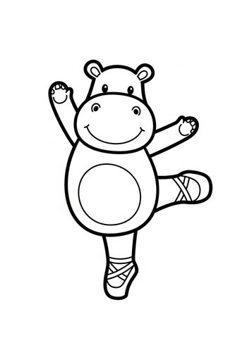 Ballerina Hippo Coloring Page For Kids
