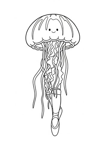 Ballerina Jellyfish Coloring Page