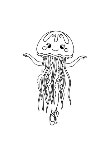 Ballerina Jellyfish Coloring Page
