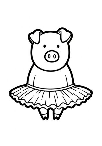 Ballerina Pig Coloring Page For Kids