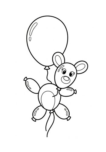 Balloon Animal Bear Coloring Page