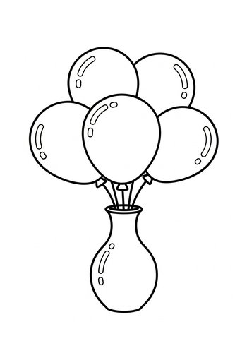 Balloon Bunch In Vase Coloring Page