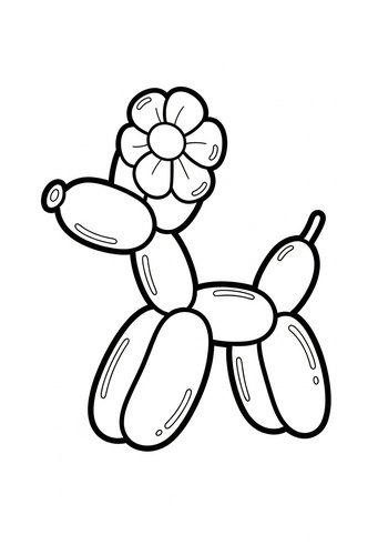 Balloon Dog Coloring Page: A Floral Friend