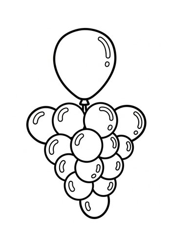 Balloon Grapes Coloring Page - Festive Fruit Fun