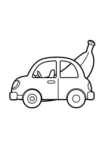 Banana Car Coloring Page: Fruity Fun
