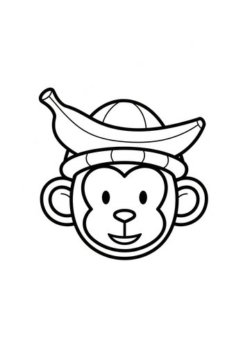 Banana Hat Monkey Coloring Page
