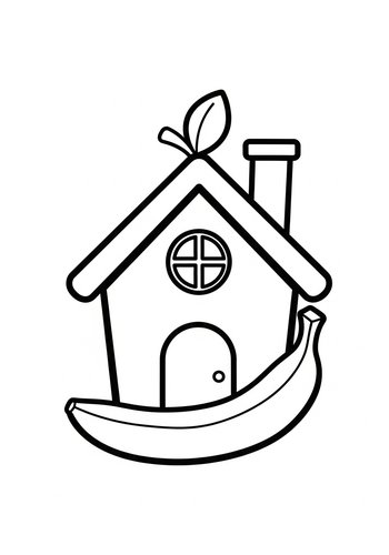 Coloring Page: Banana House Coloring Page Fun
