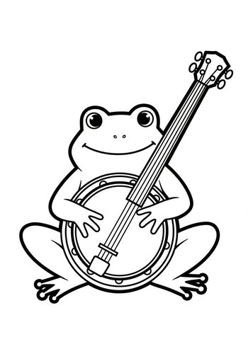 Banjo-playing Frog Coloring Page
