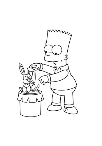 Bart Performing A Magic Trick With A Rabbit Coloring Page