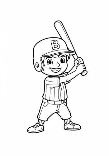 Baseball Boy Coloring Page: Swing For Fun