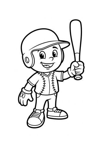 Baseball Boy Coloring Page: Swing Into Fun