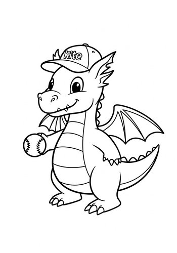 Baseball Dragon Coloring Page Fun