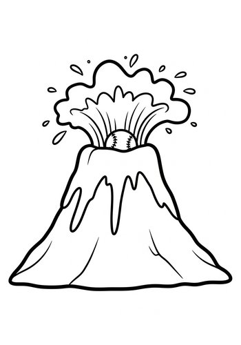 Baseball Volcano Coloring Page: An Explosive Design