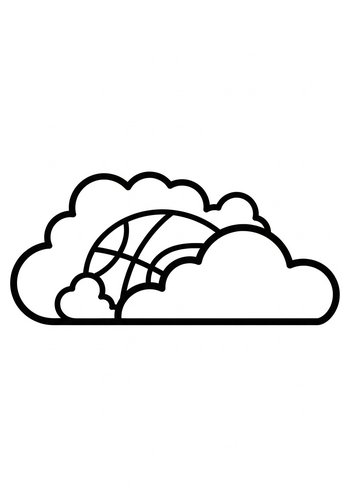 Basketball In Clouds Coloring Page
