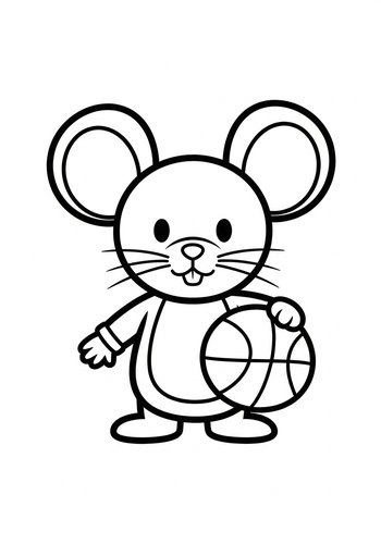 Basketball Mouse Coloring Page Fun