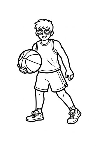 Basketball Player Coloring Page: Slam Dunk Fun