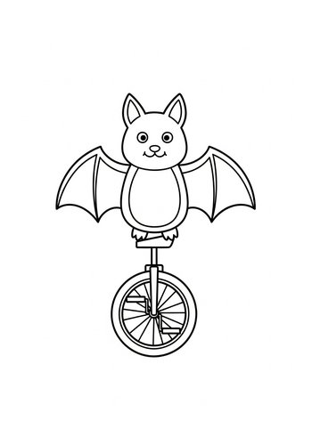 Bat On Unicycle Coloring Page