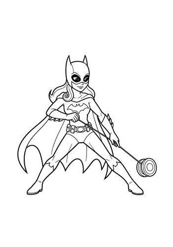 Batgirl Yo-yo Fun: A Glow-in-the-dark Coloring Page