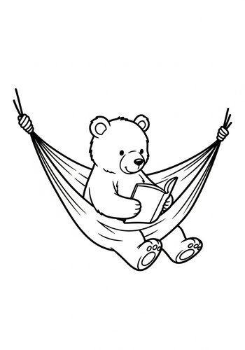 Bear In A Hammock Coloring Page
