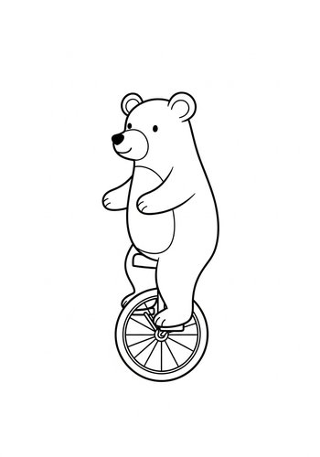 Bear On A Unicycle Coloring Page
