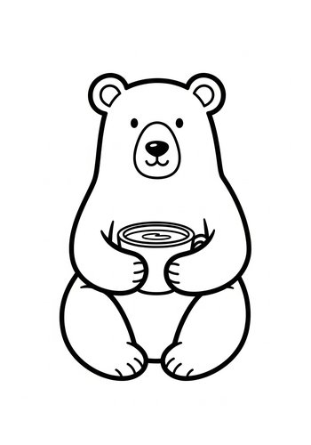 Bear With Coffee - Coloring Page For Relaxation