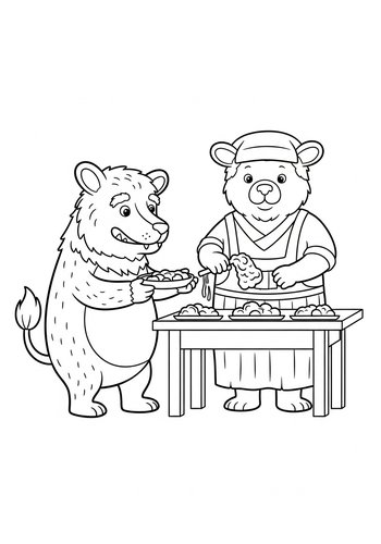 Beast Baking A Giant Cake: Coloring Page Fun