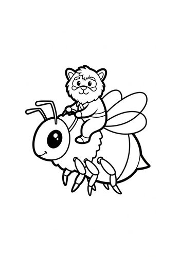 Beast Riding A Giant Bumblebee: Coloring Page Fun