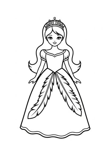 Beautiful Feather Princess Coloring Page