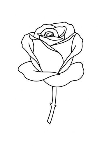 Coloring Page: Beautiful Rose Coloring Page: Floral Art Therapy