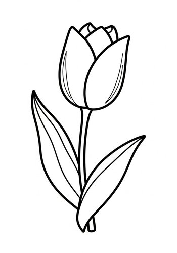 Beautiful Tulip Flower Coloring Page For Kids And Adults