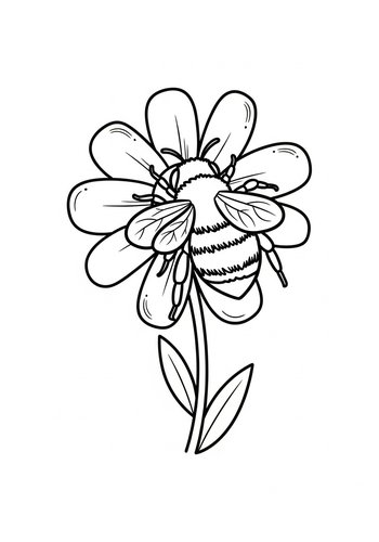 Bee And Flower Coloring Page For Kids