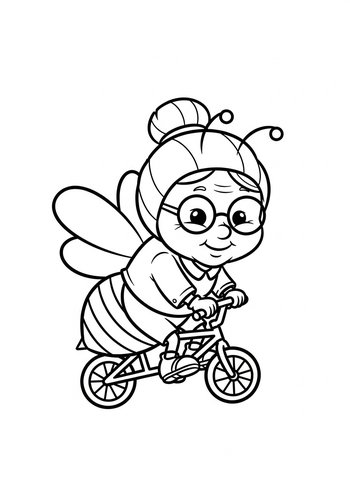 Bee Grandma's Bike Ride Coloring Page