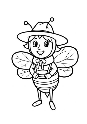Bee In A Hat Coloring Page