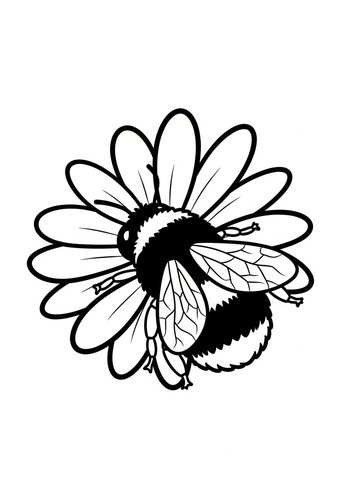 Bee On Flower Coloring Page