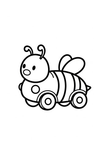 Bee On Wheels Coloring Page: Fun For Kids