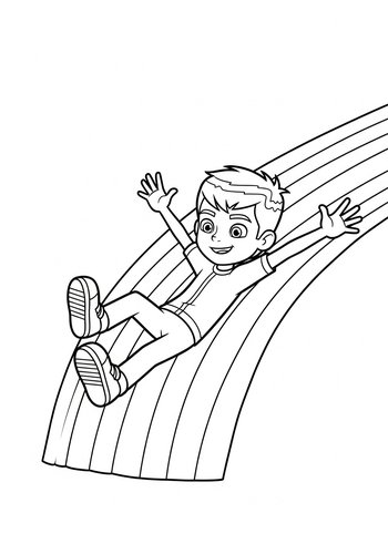Ben 10 Sliding Down A Rainbow: Coloring Page Fun