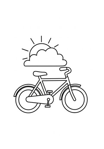 Bike Ride Coloring Page: Sunny Day Fun