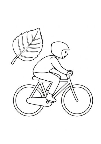 Biker And Autumn Leaf Coloring Page